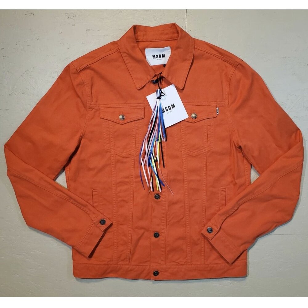 MSGM Milano Orange Denim Trucker Jacket US$430 | NWT - Made in Italy | IT 52